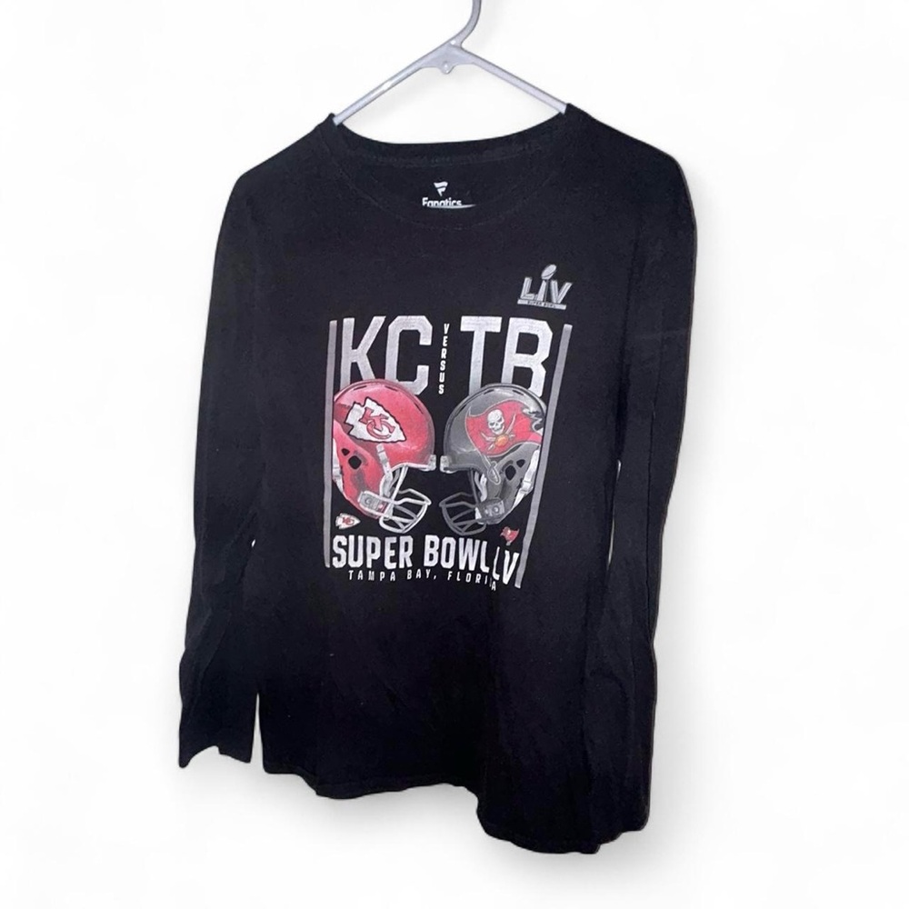 KC Vs Tampa Dueling Helmets Fanatics Shirt Size Large SuperBowl LV Long Sleeve
